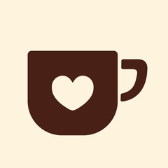 cup of coffee tea hot drink brown vector icon on white backgroun