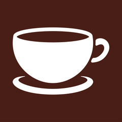 cup of coffee tea hot drink white vector icon on brown backgroun