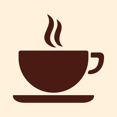 cup of coffee tea hot drink brown vector icon on white backgroun