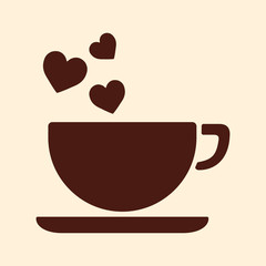 cup of coffee tea hot drink brown vector icon on white backgroun