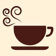cup of coffee tea hot drink brown vector icon on white backgroun