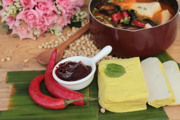 Korean tofu kimchi soup traditional is delicious.