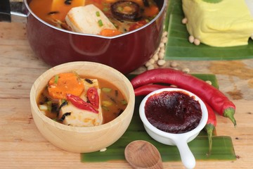 Korean tofu kimchi soup traditional is delicious.