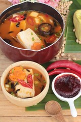 Korean tofu kimchi soup traditional is delicious.