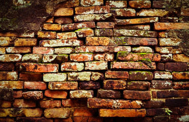 texture of red old brick wall