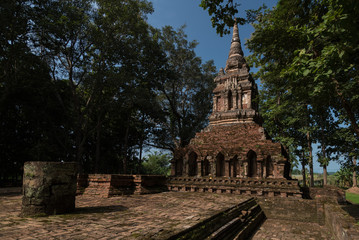 Ancient pagoda at Wat pha sak temple,Chiang san,Thailand