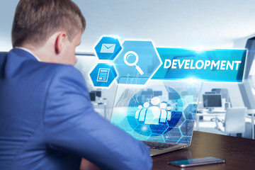 Business, technology, internet and networking concept. Young bus