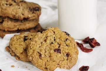 Cranberry cookies, selective focus