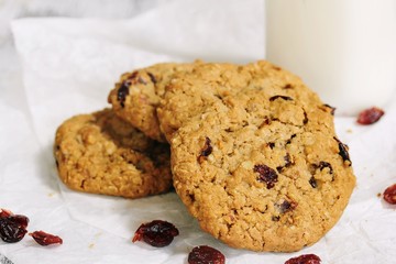 Cranberry cookies, selective focus
