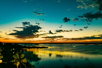 Fototapeta na wymiar sundown at laguna of bacalar, mexico