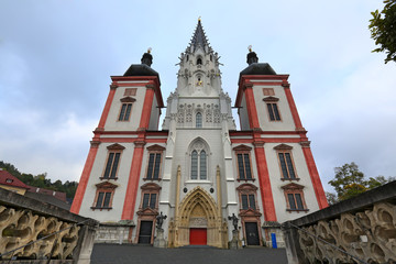 Fototapeta na wymiar Shrine of Our Lady in city Mariazell (Mariazell Basilica) in Austria. It is the most important pilgrimage destination in Austria for catholics.