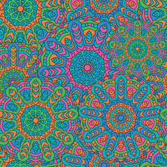 Seamless pattern with symmetrical mandalas.