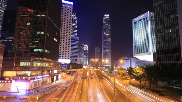 4k Time-lapse of Hong Kong city and traffic at night