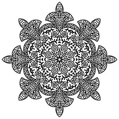 Indian ethnic round ornament. Mandala. Hand drawn henna tattoo decorative element