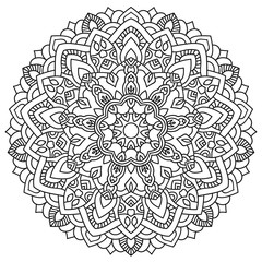 Round outline Mandala for coloring book. Vintage decorative