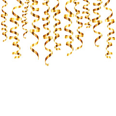 Vector golden serpentine hanging from the top isolated on white background