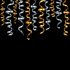 Vector silver and gold serpentine on black background