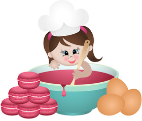 Little girl baking macaroons