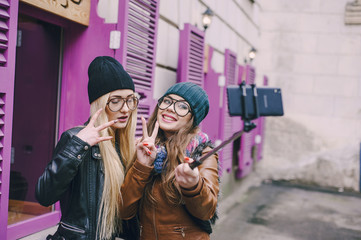 beautiful fashion girls outdoor