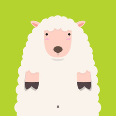 cute fat big lamb on green background