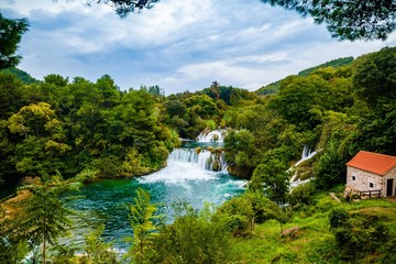 Fototapeta na wymiar Waterfall of Krka National Park, Croatia