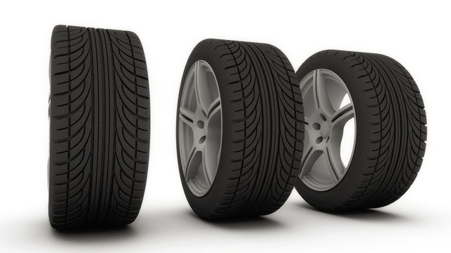 Tires and white background