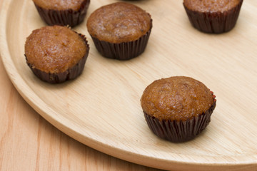 banana cake on the wooden plate