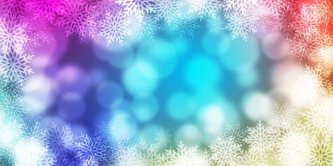 abstract light Bokeh background, Winter card with snowflakes, Christmas background