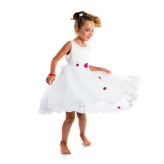 Naklejka premium Little girl dressed as a princess dancing