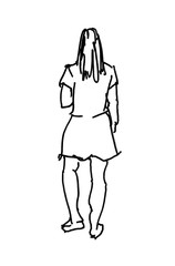 woman walking marker sketch isolated