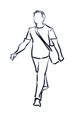 man walking marker sketch