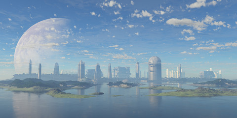 ciudad futurista en el horizonte © juanmrgt