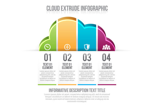 Four Section 3D Cloud Element Infographic