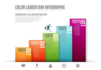 Gradient Stair-Step Bar Graph Infographic