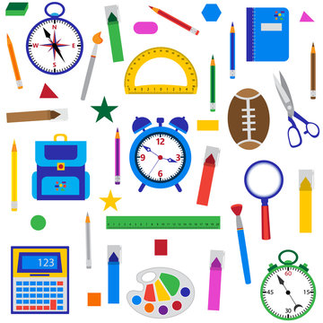 School objects seamless background