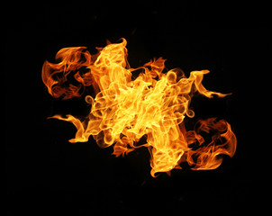 Obraz na płótnie Canvas Fire flames collection isolated on black background