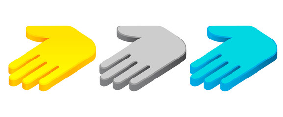 Isometric Giving Hands Gesture Icon Flat Retro Style