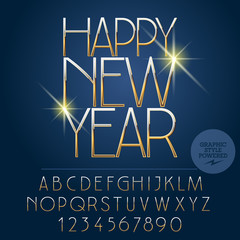 Vector bright Happy New Year 2017 greeting card with set of letters, symbols and numbers. File contains graphic styles