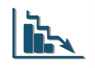 Blue arrow. Graph falling point arrow for business artwork for design on modern presentation and website design