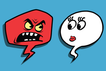Anger comic bubble face man woman
