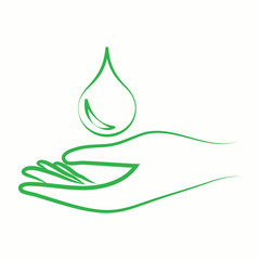 hand body skin nail care woman spa massage beauty salon vector green thin line icon