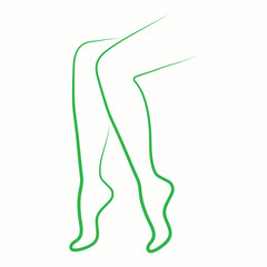 legs foot body skin care woman spa massage salon vector green thin line icon
