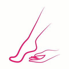 legs foot hand body skin care woman spa massage beauty salon vector pink thin line icon