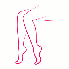 legs foot body skin care woman spa massage salon vector pink thin line icon