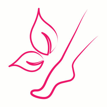 legs foot body skin care woman spa massage beauty salon vector pink thin line icon