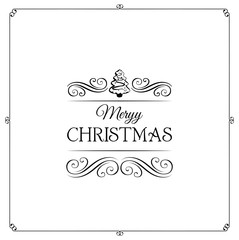 Merry Christmas, and Happy New Year Card Vector Art. Filigree Scroll. Divider. Ornate Frame