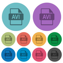 Color AVI file format flat icons