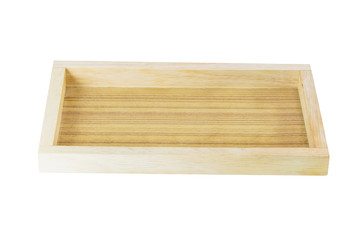 Wooden boxes or shelves empty for a trade show on white background and clipping path.