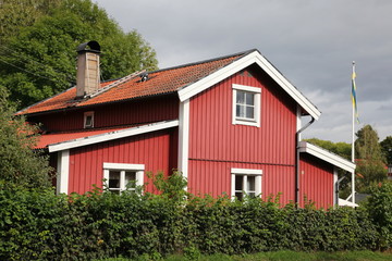 Fototapeta na wymiar Traditional Swedish house,Vaxholm