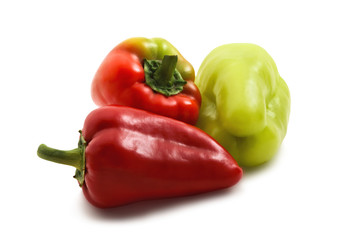 Three paprika peppers isolated on white